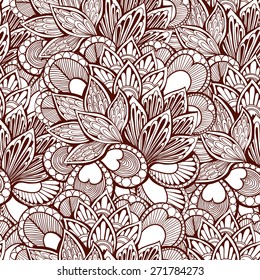 Seamless abstract hand-drawn floral texture. Vector illustration