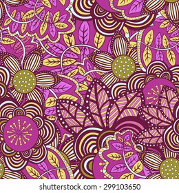 seamless abstract hand-drawn flower pattern.