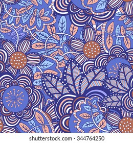 seamless abstract hand-drawn flower pattern.