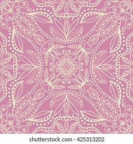 Seamless abstract hand-drawn lace pattern. Decorative stylized floral seamless background. Tribal ethnic ornate decor, geometric doodle seamless texture for wallpaper, web page background