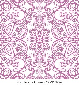 Seamless abstract hand-drawn lace pattern. Decorative stylized floral seamless background. Tribal ethnic ornate decor, geometric doodle seamless texture for wallpaper, web page background