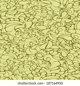 Seamless abstract hand-drawn  leaves pattern. Seamless pattern can be used for wallpaper, packing, pattern fills, web page background,surface textures.