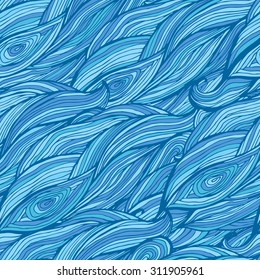 Seamless abstract handdrawn lines and waves pattern, vector background