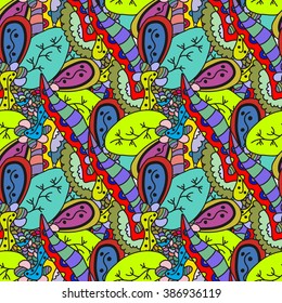 Seamless abstract hand-drawn multicolor pattern. Endless backdrop can be used for wallpaper, web page background, surface textures.