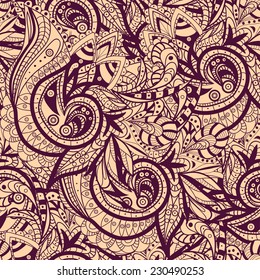Seamless abstract hand-drawn ornament pattern, wavy background. Seamless pattern can be used for wallpaper, pattern fills, web page background,surface textures. Gorgeous raster