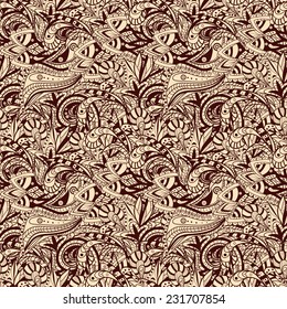 Seamless abstract hand-drawn ornament pattern, wavy background. Seamless pattern can be used for wallpaper, pattern fills, web page background,surface textures. Gorgeous vector