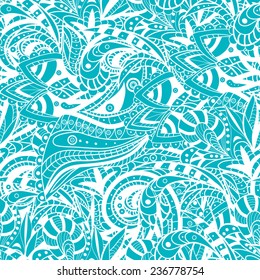 Seamless abstract hand-drawn ornament pattern, wavy background. Seamless pattern can be used for wallpaper, pattern fills, web page background,surface textures. 