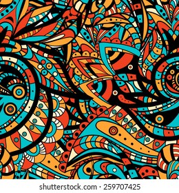 Seamless abstract hand-drawn ornament pattern, wavy background. Seamless pattern can be used for wallpaper, pattern fills, web page background,surface textures. Gorgeous vector