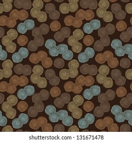 Seamless abstract hand-drawn pattern with color spirals. Vector illustration