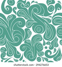Seamless abstract hand-drawn pattern, colorful curves and waves background