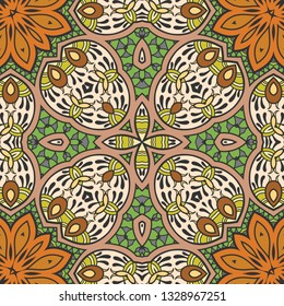 Seamless abstract hand-drawn pattern. Decorative stylized floral repeating background. Tribal ethnic ornate decor, geometric doodle endless texture for wallpaper, pattern fills, web page,textile print