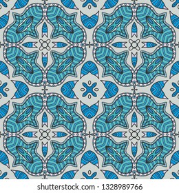 Seamless abstract hand-drawn pattern. Decorative stylized floral repeating background. Tribal ethnic ornate decor, geometric doodle endless texture for wallpaper, pattern fills, web page,textile print