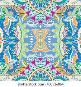 Seamless abstract hand-drawn pattern. Decorative stylized floral seamless background. Tribal ethnic ornate decor, geometric doodle seamless texture for wallpaper, pattern fills, web page background