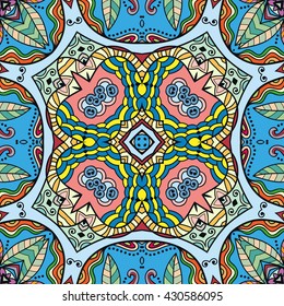 Seamless abstract hand-drawn pattern. Decorative stylized floral seamless background. Tribal ethnic ornate decor, geometric doodle seamless texture for wallpaper, pattern fills, web page background
