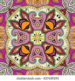 Seamless abstract hand-drawn pattern. Decorative stylized floral seamless background. Tribal ethnic ornate decoration. Arabic, islamic, indian, turkish ornament. Geometric doodle seamless texture