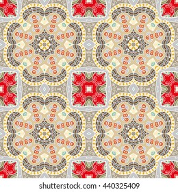 Seamless abstract hand-drawn pattern. Decorative stylized floral seamless background. Tribal ethnic ornate decoration. Arabic, islamic, indian, turkish ornament. Geometric doodle seamless texture