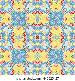 Seamless abstract hand-drawn pattern. Decorative stylized floral seamless background. Tribal ethnic ornate decoration. Arabic, islamic, indian, turkish ornament. Geometric doodle seamless texture