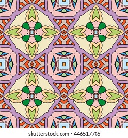 Seamless abstract hand-drawn pattern. Decorative stylized floral seamless background. Tribal ethnic ornate decoration. Arabic, islamic, indian, turkish ornament. Geometric doodle seamless texture