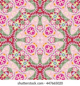 Seamless abstract hand-drawn pattern. Decorative stylized floral seamless background. Tribal ethnic ornate decoration. Arabic, islamic, indian, turkish ornament. Geometric doodle seamless texture