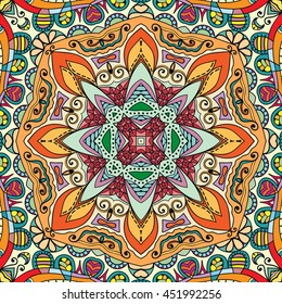 Seamless abstract hand-drawn pattern. Decorative stylized floral seamless background. Tribal ethnic ornate decoration. Arabic, islamic, indian, turkish ornament. Geometric doodle seamless texture
