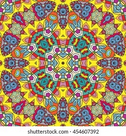 Seamless abstract hand-drawn pattern. Decorative stylized floral seamless background. Tribal ethnic ornate decoration. Arabic, islamic, indian, turkish ornament. Geometric doodle seamless texture