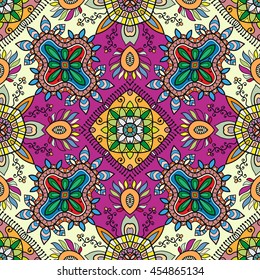 Seamless abstract hand-drawn pattern. Decorative stylized floral seamless background. Tribal ethnic ornate decoration. Arabic, islamic, indian, turkish ornament. Geometric doodle seamless texture