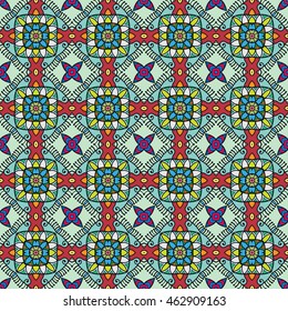Seamless abstract hand-drawn pattern. Decorative stylized floral seamless background. Tribal ethnic ornate decoration. Arabic, islamic, indian, turkish ornament. Geometric doodle seamless texture