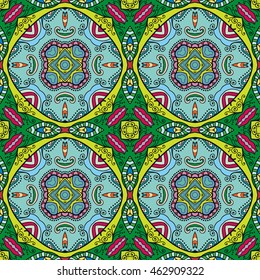Seamless abstract hand-drawn pattern. Decorative stylized floral seamless background. Tribal ethnic ornate decoration. Arabic, islamic, indian, turkish ornament. Geometric doodle seamless texture