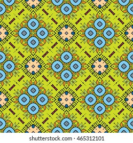 Seamless abstract hand-drawn pattern. Decorative stylized floral seamless background. Tribal ethnic ornate decoration. Arabic, islamic, indian, turkish ornament. Geometric doodle seamless texture