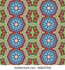 Seamless abstract hand-drawn pattern. Decorative stylized floral seamless background. Tribal ethnic ornate decoration. Arabic, islamic, indian, turkish ornament. Geometric doodle seamless texture