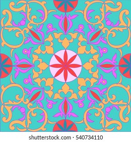 Seamless abstract hand-drawn pattern. Decorative stylized floral seamless background. Tribal ethnic ornate decoration. Arabic, islamic, indian, turkish ornament. Geometric doodle seamless texture