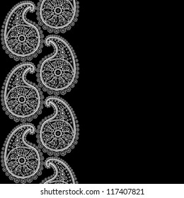 Seamless abstract hand-drawn pattern, floral lace background. Lace border or frame.