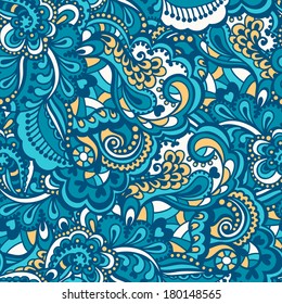 Seamless abstract hand-drawn pattern. Gorgeous floral background. Vector illustration.