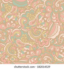 Seamless abstract hand-drawn pattern. Gorgeous seamless floral background. Vector illustration.