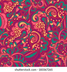 Seamless abstract hand-drawn pattern. Gorgeous seamless floral background. Vector illustration.