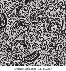 Seamless abstract hand-drawn pattern. Gorgeous seamless floral background. Vector illustration.
