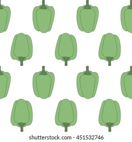 Seamless abstract hand-drawn pattern with green bell peppers