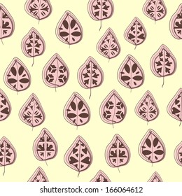 Seamless abstract hand-drawn pattern with  leaves.  Seamless pattern can be used for wallpaper, pattern fills, web page background,surface textures. 