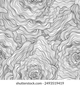 Seamless abstract hand-drawn pattern lines for background. Black and white shapes.