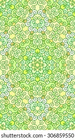 Seamless abstract hand-drawn pattern in mono line style. It may be used for wallpaper, pattern fills, web page background, wrapping paper textured. Background in green and beige tones.
