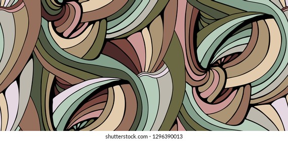 Seamless abstract hand-drawn pattern with nature tangled stripes. Gorgeous Endless doodle background. Zen tangle art can be used for wallpaper, pattern fills, web page background,surface textures. 