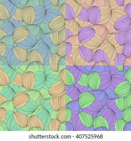 Seamless abstract hand-drawn pattern set, waves background. Gorgeous seamless floral background. Vector Illustration