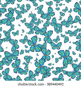 Seamless abstract hand-drawn pattern. Tropical butterfly. Seamless pattern for Wallpaper, background, congratulations.