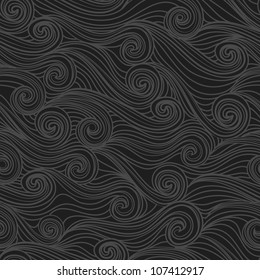 Seamless abstract hand-drawn pattern, waves background. Vector illustration