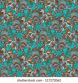 Seamless abstract hand-drawn pattern, waves background