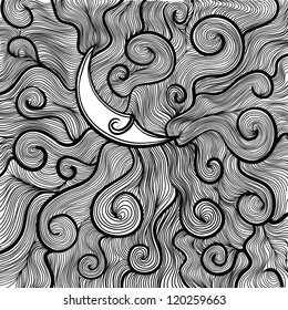 seamless abstract hand-drawn pattern, waves background. Seamless pattern can be used for wallpaper, pattern fills, web page background,surface textures. Gorgeous seamless floral background