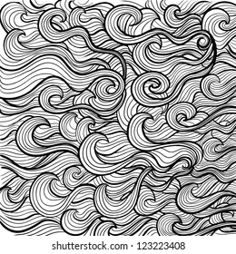 seamless abstract hand-drawn pattern, waves background. Seamless pattern can be used for wallpaper, pattern fills, web page background,surface textures. Gorgeous seamless floral background