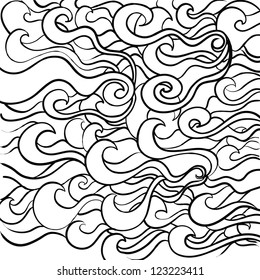 seamless abstract hand-drawn pattern, waves background. Seamless pattern can be used for wallpaper, pattern fills, web page background,surface textures. Gorgeous seamless floral background
