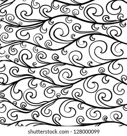 seamless abstract hand-drawn pattern, waves background. Seamless pattern can be used for wallpaper, pattern fills, web page background,surface textures. Gorgeous seamless floral background