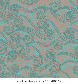 Seamless abstract hand-drawn pattern, waves background. Vector illustration